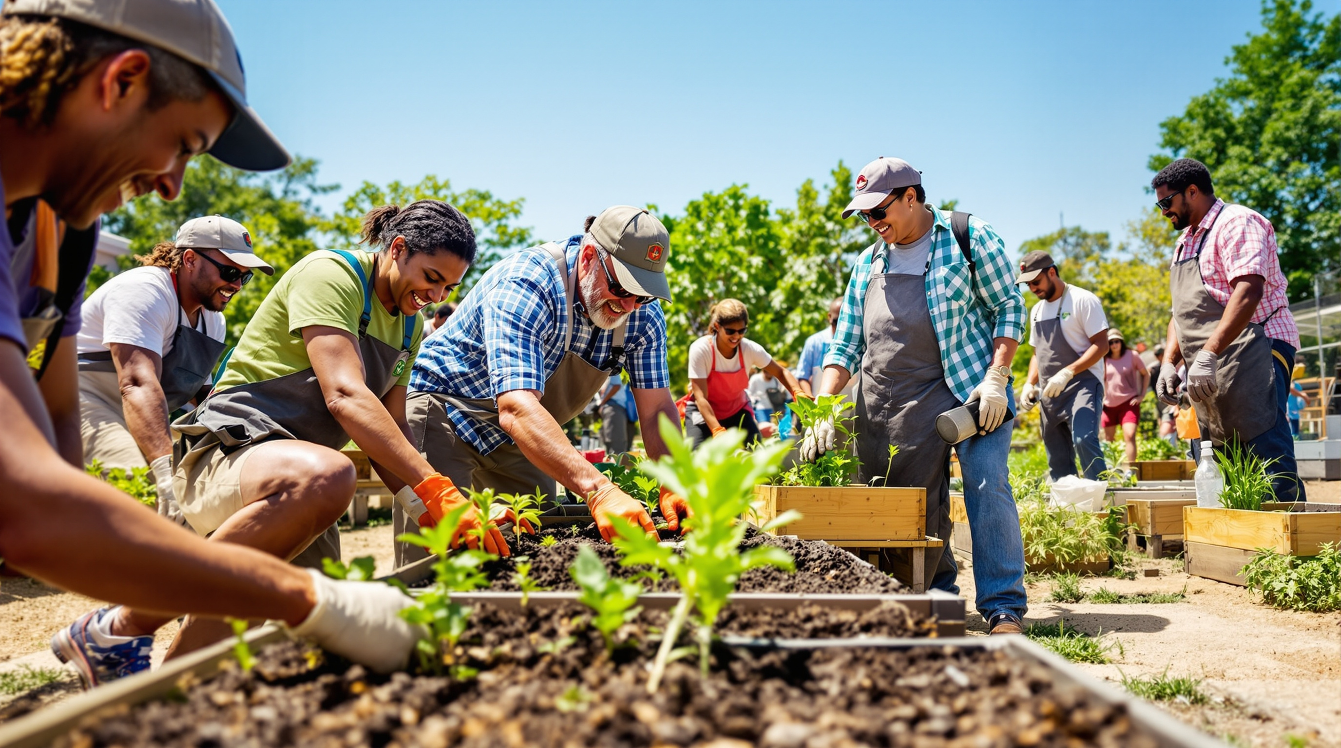 Master Gardener volunteers working in demonstration garden